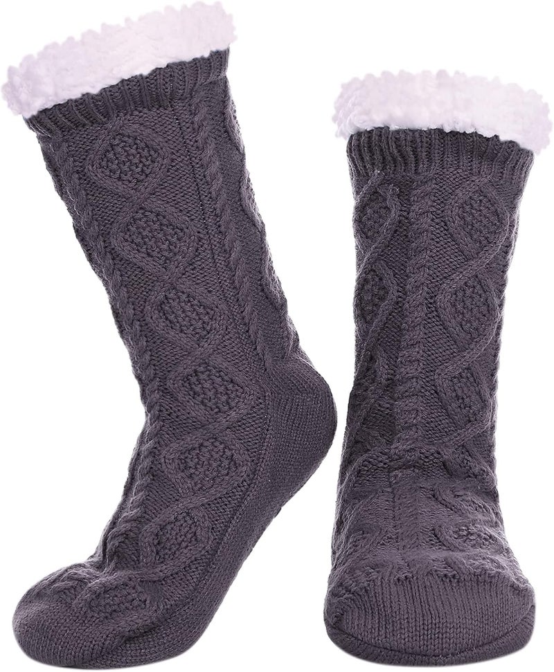 LINEMIN Womens Slipper Socks Winter Warm Fleece Lined Socks Cozy Soft Thick Fuzzy Non Slip Indoor Christmas Socks - Image 1